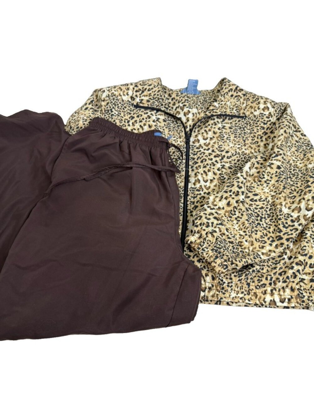 VTG Napa Valley Leopard Windsuit (Jacket-PL / Pants-PM) Lined Petite Set EUC